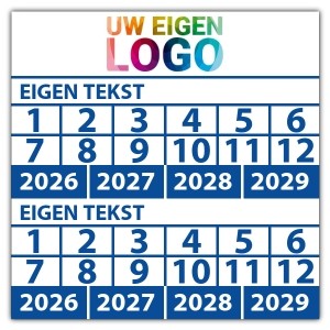 Keuringssticker dubbel met uw logo - Keuringsstickers op rol