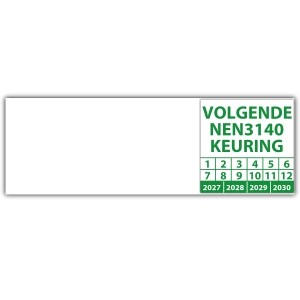 Kabelkeuringssticker "volgende NEN 3140 keuring"