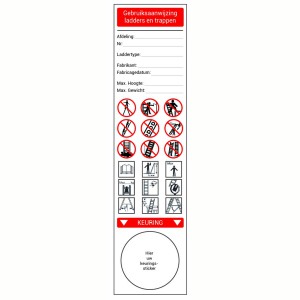 Ladder etiket basissticker Gebruiksaanwijzing en Keuring