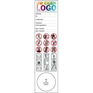 Ladder etiket basissticker Gebruiksaanwijzing en Keuring met logo - NEN2484 keuringsstickers - Ladders en trappen