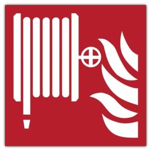 Pictogramsticker Brandhaspel (ISO 7010) - Keuringsstickers Brandblussers