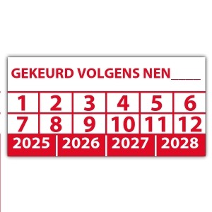 Keuringssticker gekeurd volgens NEN-norm (eigen invoer) - Keuringsstickers IMO-kleurcodering