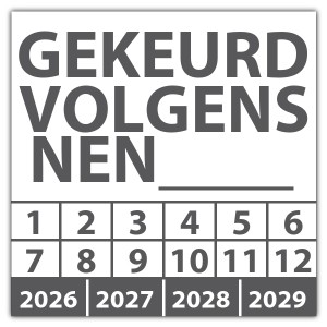 Keuringssticker gekeurd volgens NEN-norm (eigen invoer) - Keuringsstickers IMO-kleurcodering
