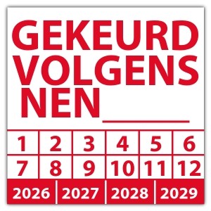 Keuringssticker gekeurd volgens NEN-norm (eigen invoer) - Keuringsstickers IMO-kleurcodering