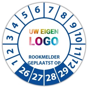 Keuringssticker rookmelder geplaatst op - Keuringsstickers op rol logo