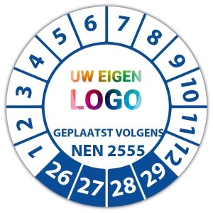 Keuringssticker geplaatst volgens NEN 2555 - Keuringsstickers op rol logo