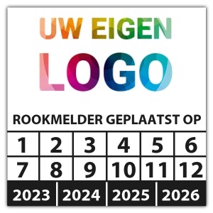 Keuringssticker Rookmelder geplaatst op - Rookmelder stickers logo