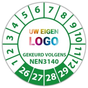 Keuringssticker gekeurd volgens NEN 3140 - Keuringsstickers op rol logo