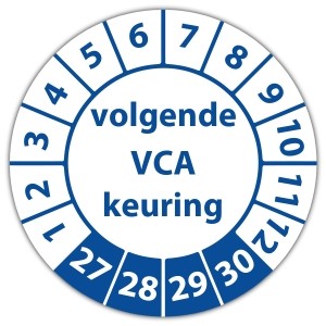 Keuringssticker volgende VCA keuring - Keuringsstickers op vel