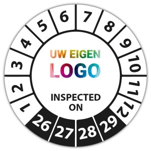 Keuringssticker inspected on - Keuringsstickers op rol logo