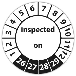 Keuringssticker inspected on - Keuringsstickers op rol