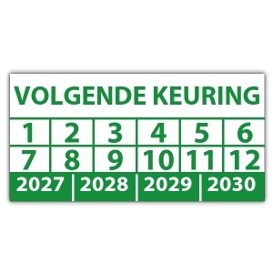 Keuringssticker volgende keuring - Keuringsstickers op vel