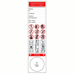 Ladder etiket basissticker Gebruiksaanwijzing en Keuring - Basisstickers