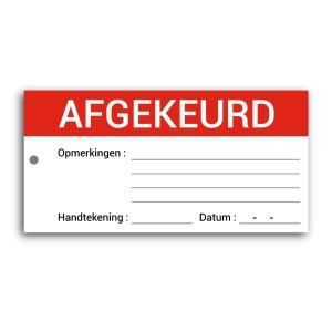 Afgekeurd hanglabels (liggend) - Toebehoren