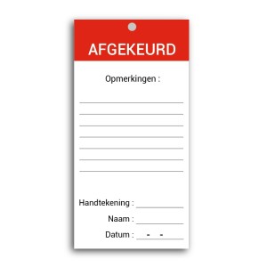 Afgekeurd hanglabels (staand) - Toebehoren