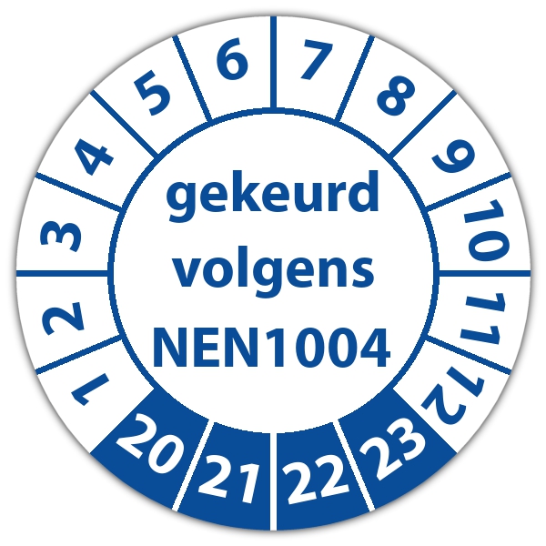 Keuringssticker gekeurd volgens NEN 1004 op rol