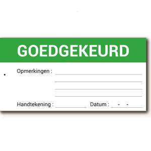 Goedgekeurd hanglabels (liggend)