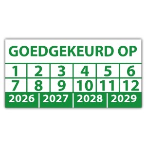 Keuringssticker goedgekeurd op - 