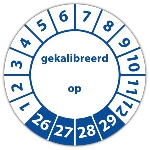 Keuringssticker gekalibreerd op - 