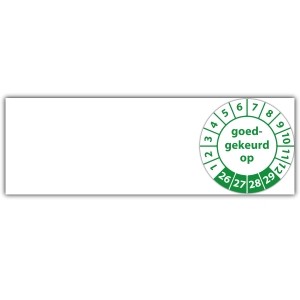 Kabelkeuringssticker goed gekeurd op - 